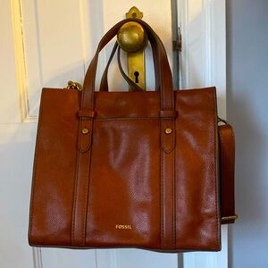 Fossil Kingston satchel medium brown color